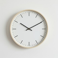 Simple round clock with hands isolated on a white background.