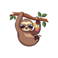 Obraz premium Cute Slot Sitting Cartoon Vector Icon Illustration Animal Nature Icon Concept Isolated Premium Flat