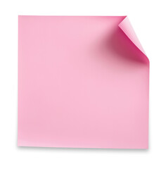 Pink paper note with curl isolated on transparent background