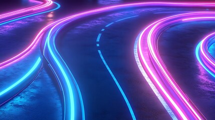 Neon Trails with Abstract Road.