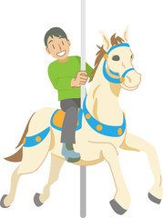 メリーゴーランドに乗った少年