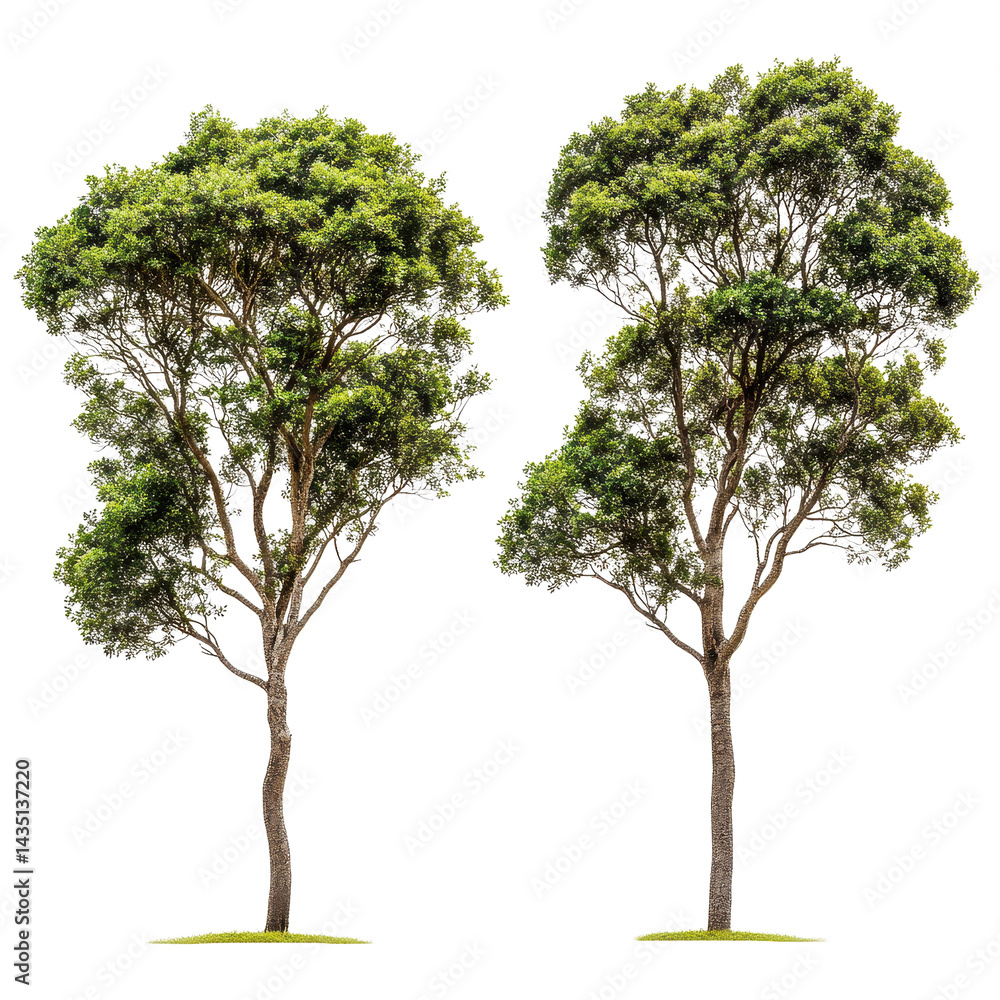 Poster isolated trees on a clean transparent background showcasing natural beauty and simplicity in design,
