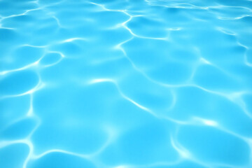 close up of a blue swimming pool with water ripples
