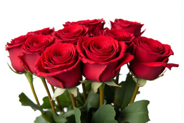 Naklejka premium bunch of red roses in a vase on a white background