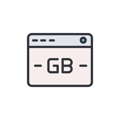 Gigabyte data colored icons, minimalist vector illustration ,simple transparent graphic element .Isolated on white background