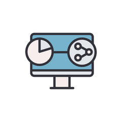 Web sharing colored icons, minimalist vector illustration ,simple transparent graphic element .Isolated on white background