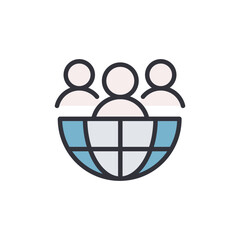 User hosting colored icons, minimalist vector illustration ,simple transparent graphic element .Isolated on white background