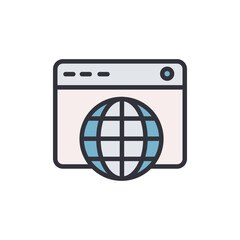 Online hosting colored icons, minimalist vector illustration ,simple transparent graphic element .Isolated on white background