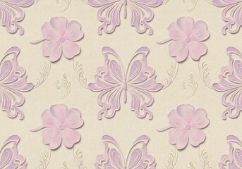 Obraz premium Lavender Butterflies & Blooms AI Generated