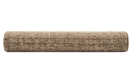 Rolled textured carpet exhibiting pattern and texture on a white backdrop