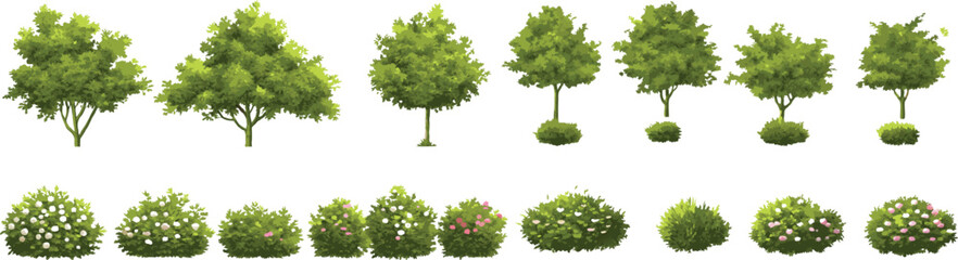 Variety of Trees and Bushes Vector Collection