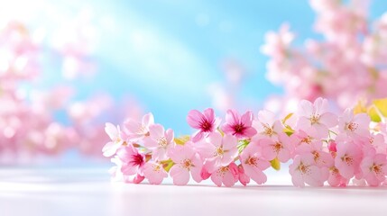 Cherry Blossoms Delicate Petals Soft Focus High-Resolution Landscape Shallow Depth Springtime Bloom Sunny Sky Pastel Pink Hues Springtime Wedding Invitation