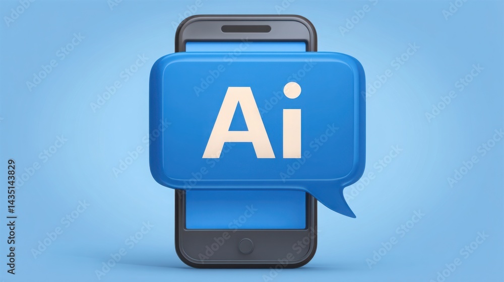Poster modern smartphone displaying the letters ai signifying the innovative technologies and future of com