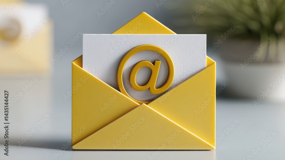 Poster yellow envelope featuring letter 'q' symbolizing ai event invitation writing and crafting -aligning 