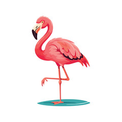 Flamingo in cartoon style isolated on white background Lovely hand drawn flamingo