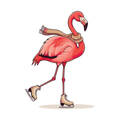 Fototapeta premium Flamingo in cartoon style isolated on white background Lovely hand drawn flamingo