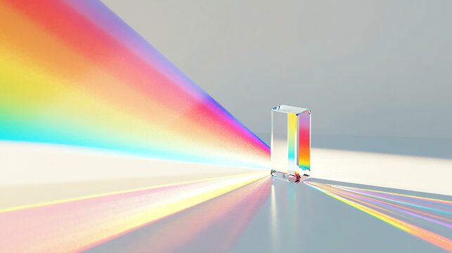 Prism refracting light into vibrant colors.