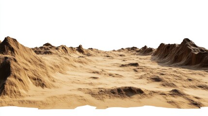 Fototapeta premium Expansive arid landscape featuring rugged terrain sand dunes and rocky formations under a bright sky evoking a sense of desolation isolation and natural beauty