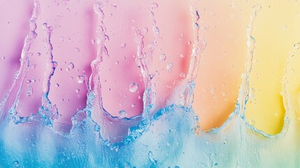 Fototapeta premium Vibrant water splashes on pastel gradient background