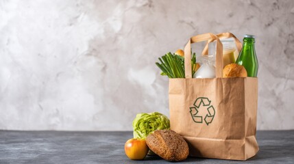 Bag overflowing with fresh food items illustrating the carbon-labeled grocery system for sustainable consumption practices