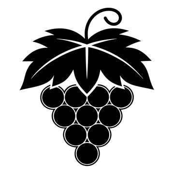 Black-silhouette grape-cluster vine-leaf minimalist 