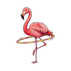 Flamingo in cartoon style isolated on white background Lovely hand drawn flamingo