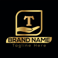 Taxi business design features a gold vector illustration as a sign and symbol for company logo creation T Logo template
