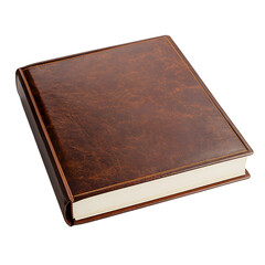 Obraz premium A closed, vintage leather-bound book resting on a neutral background, suggesting timelessness and elegance for literary themes