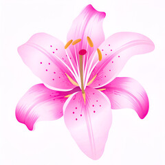Isolated on white, a beautiful pink lily blossom showcases its delicate floral nature