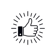 A Simple, Positive Thumbs Up Graphic Symbol with Radiating Lines for Agreement