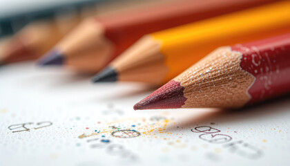 Sharpened Colored Pencils Lined Up Close-up