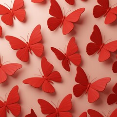 Fototapeta premium Crimson Flutter: A Paper Symphony AI Generated