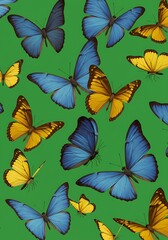 Emerald Flutter: Blue & Gold AI Generated