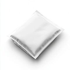 Isolated Blank White Foil Pouch Packaging Mockup on White Surface Product Presentation Studio Shot Minimalist Style Clean Background for Food or Cosmetic Products