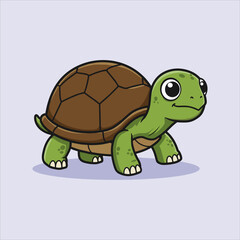 Turtle cartoon flat style vector illustration.Cute green turtle character.