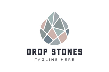 Water drop mosaic stone logo icon design