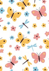 Obraz premium Pastel Flutter: A Springtime Repeat AI Generated