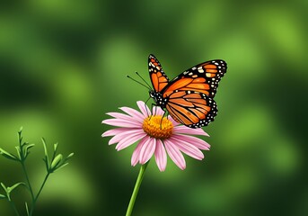 Obraz premium Monarch's Embrace: Soft Hues, Summer Bloom AI Generated