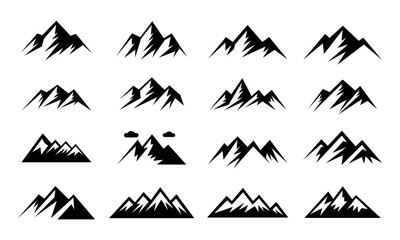 Mountain silhouettes vector set for outdoor and adventure designs