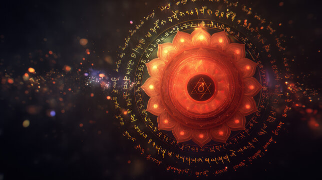 Mystical Orange Chakra Ring with Energy Trails