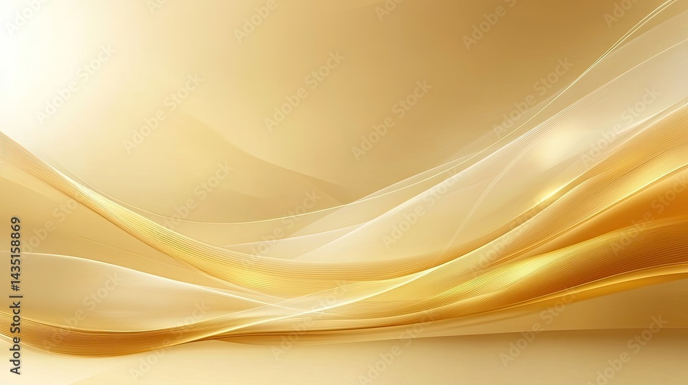 Poster golden abstract background with elegant flowing lines and subtle light effects