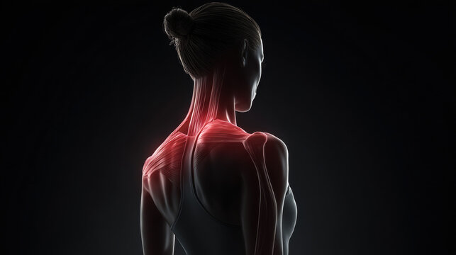 Shoulder and Neck Strain on Female Body Render