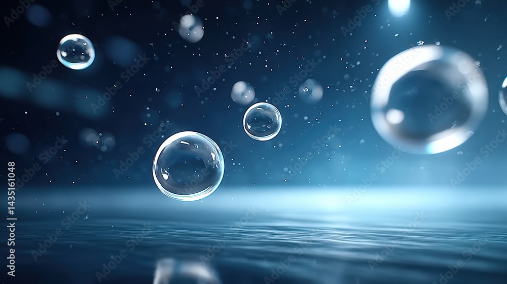 Aufkleber a serene underwater scene featuring floating bubbles against a tranquil blue background, creating a 