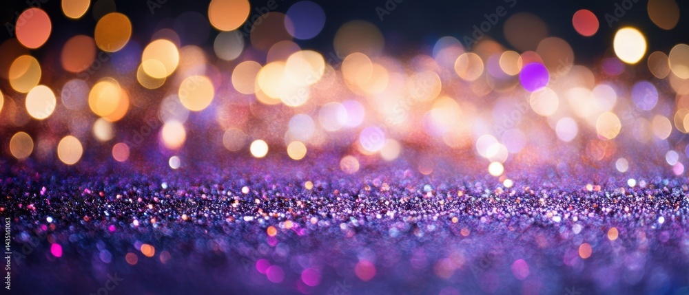 Poster sparkling texture of purple glitter and bokeh lights creating a magical and festive atmosphere for c