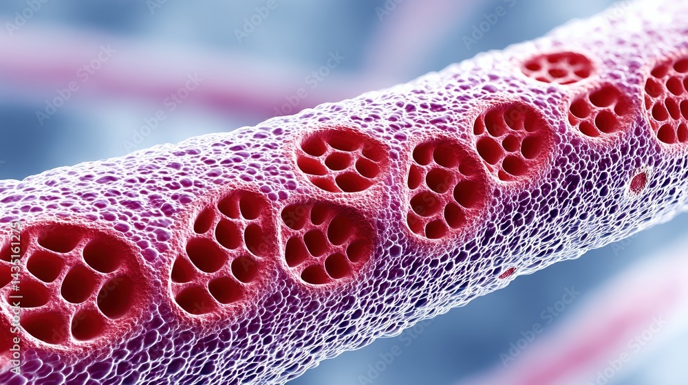 Poster a close-up view of a cell structure, showcasing intricate patterns and vibrant colors, highlighting 