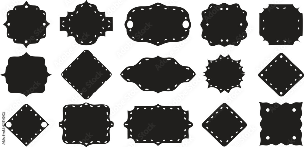 Poster decorative label and frame collection - vector silhouettes with unique shapes and intricate borders