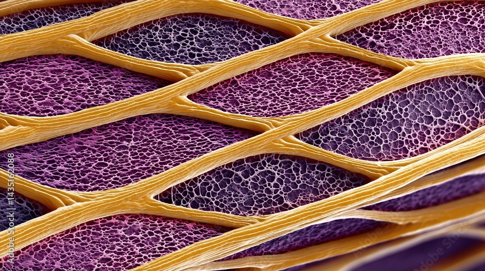 Poster a close-up view of a textured surface showcasing intricate patterns and colors, resembling natural o