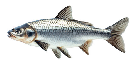 a realistic illustration of a fish. showcasing its detailed scales. fins. and overall anatomy the fish is positioned against a plain background. emphasizing its features for educational or artistic pu