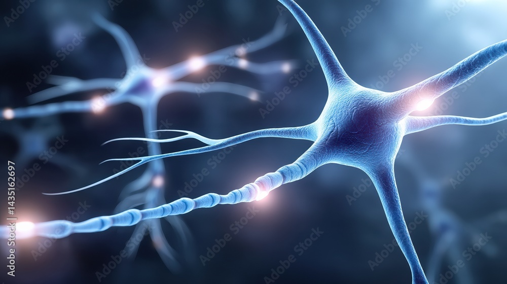 Aufkleber a close-up image of neurons showcasing their intricate structure, highlighting the connections and s
