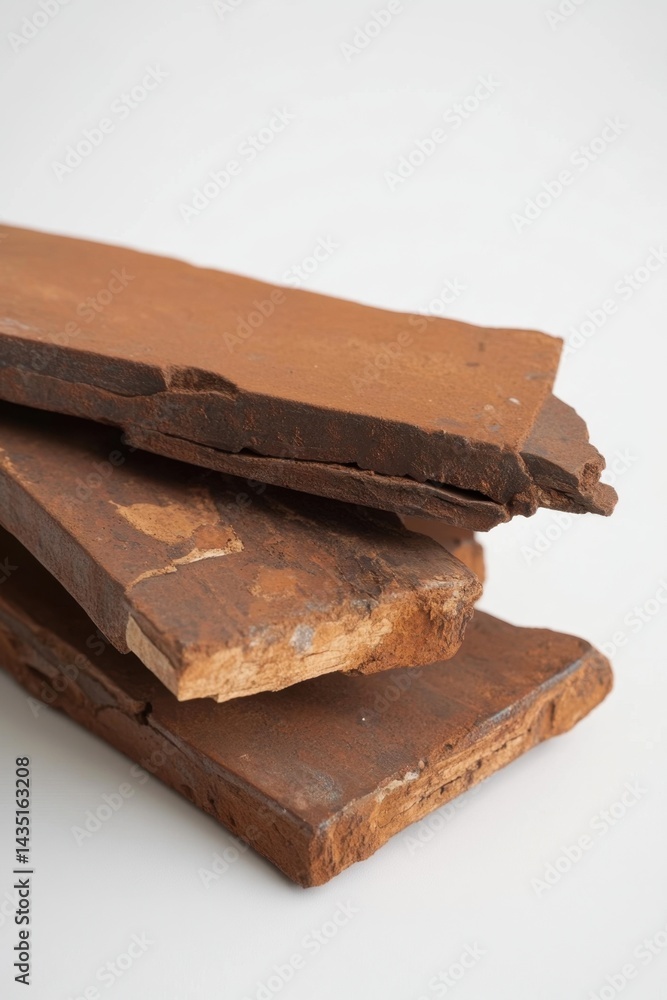Poster rustic charm of stacked terracotta tiles showcasing natural texture and earthy tones creating a warm